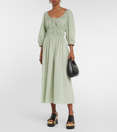 Shop Asceno Andros Cotton Midi Dress In Green