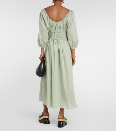 Shop Asceno Andros Cotton Midi Dress In Green