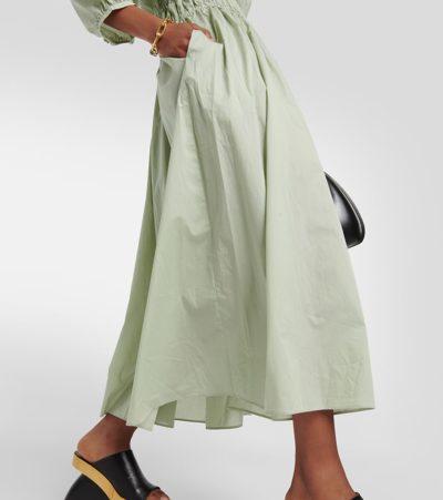 Shop Asceno Andros Cotton Midi Dress In Green