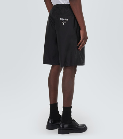 Shop Prada Embellished Re-nylon Shorts In Black