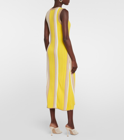 Shop Joseph Striped Midi Dress In Yellow
