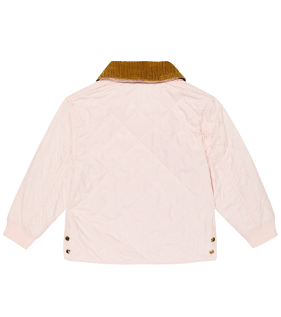 Shop Burberry Quilted Coat In Pink