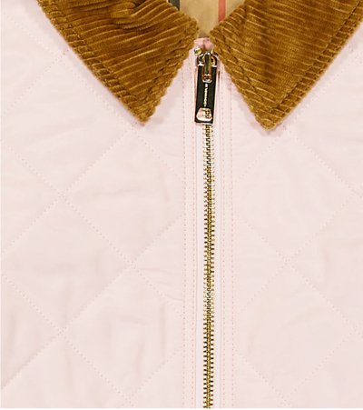 Shop Burberry Quilted Coat In Pink