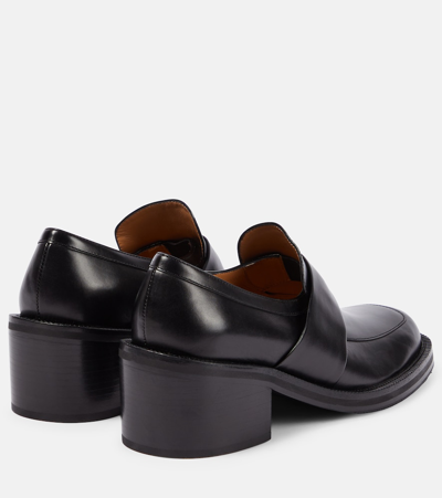Dries Van Noten Calfskin Heeled Penny Loafers In Black