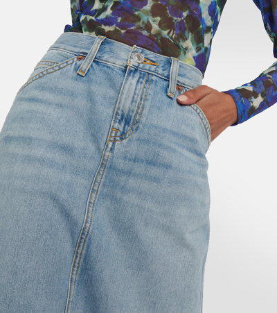 Re/done Low Rider Midi Skirt In Blue