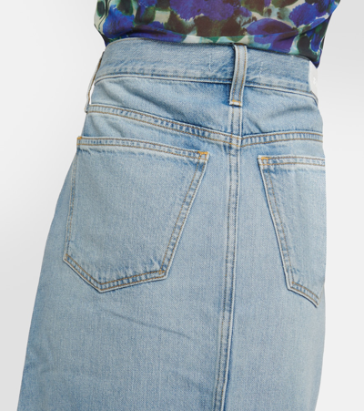 Shop Re/done Low Rider Denim Midi Skirt In Blue
