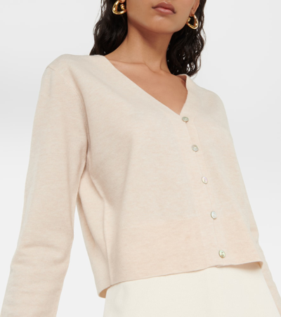 Shop Vince Wool And Cashmere-blend Cardigan In Beige