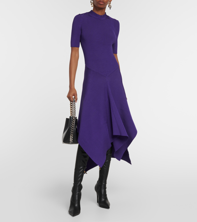 Shop Stella Mccartney Asymmetric Jersey Midi Dress In Purple