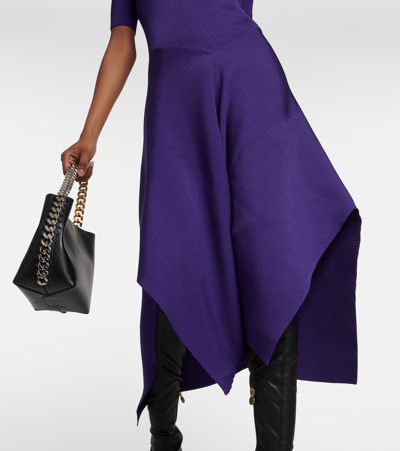 Shop Stella Mccartney Asymmetric Jersey Midi Dress In Purple