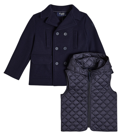 Il Gufo Double-breasted Hooded Coat In Blue