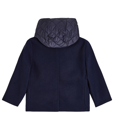Il Gufo Double-breasted Hooded Coat In Blue