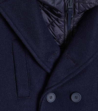 Il Gufo Double-breasted Hooded Coat In Blue