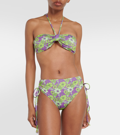 Bananhot Alin Floral Halterneck Bikini Top In Purple