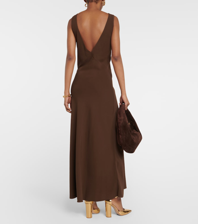 Asceno Bordeaux Silk Slip Dress In Brown