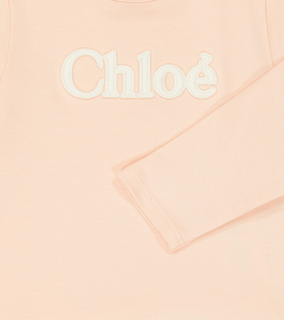 Shop Chloé Kids Baby Logo Cotton-jersey T-shirt In Pink