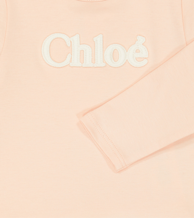 Chloé Baby Logo Cotton-jersey T-shirt In Pink