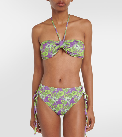 Bananhot Liz High-rise Floral Bikini Bottoms In Purple