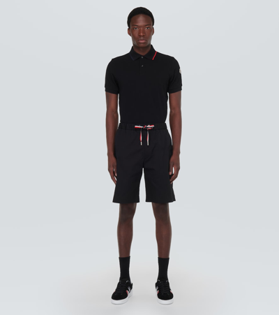 Shop Moncler Cotton Piqué Polo Shirt In Black