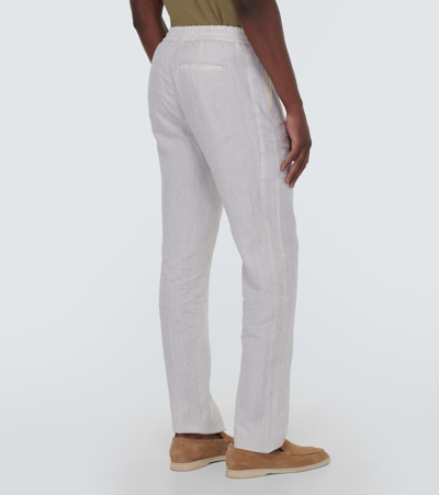 Shop Loro Piana Gadd Straight Linen Pants In White