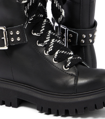Monnalisa Embellished Leather Boots In Black