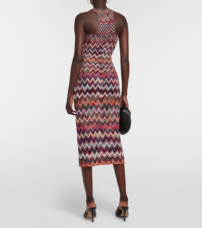 Shop Missoni Zig-zag Lamé Midi Dress In Multicoloured