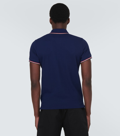 Shop Moncler Cotton Piqué Polo Shirt In Blue