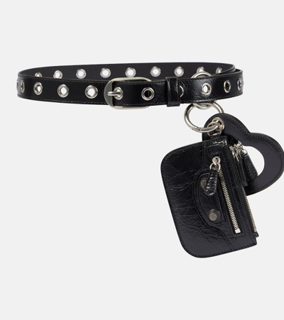Shop Balenciaga Le Cagole Charms Leather Belt In White