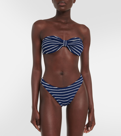 Shop Hunza G Jean Striped Bikini In Blue