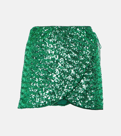 Shop Oseree Oséree Sequined Miniskirt In Green