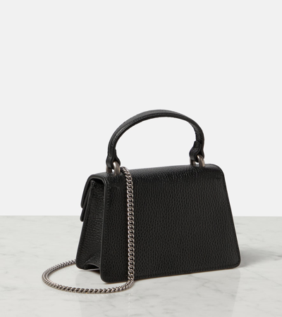 Shop Gucci Dionysus Mini Embellished Leather Tote Bag In Black