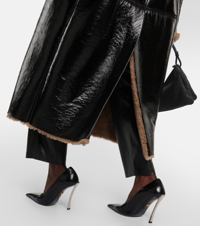 Shop The Mannei Jordan Shearling-trimmed Leather Coat In Brown