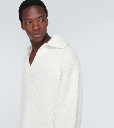 Shop Bottega Veneta Wool And Cashmere Polo Sweater In Neutrals