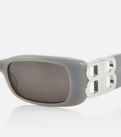 Shop Balenciaga Dynasty Rectangular Sunglasses In Grey