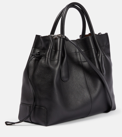 Shop Tod's Small Leather Tote Bag In Black
