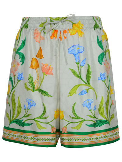 Shop Casablanca White Silk Bermuda Shorts In Multicolor
