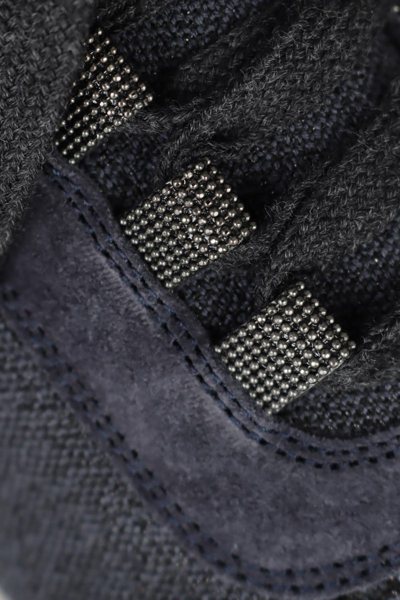 Shop Brunello Cucinelli Sparkling Cotton Knit Runners With Shiny Eyelets In Blue