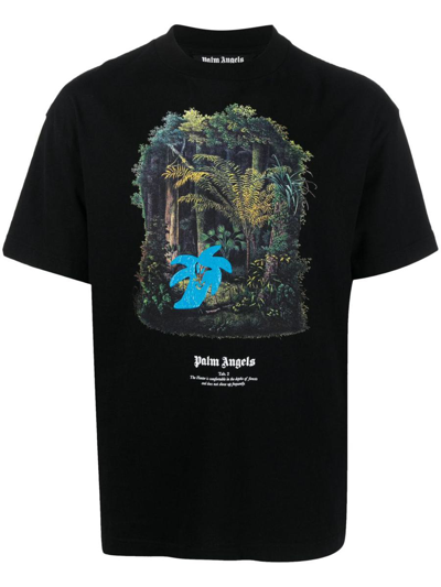 Shop Palm Angels T-shirt Print Clothing In Black