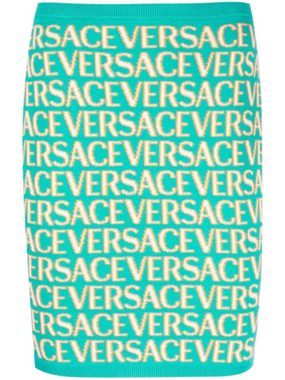 Shop Versace Logo Skirt Clothing In Green