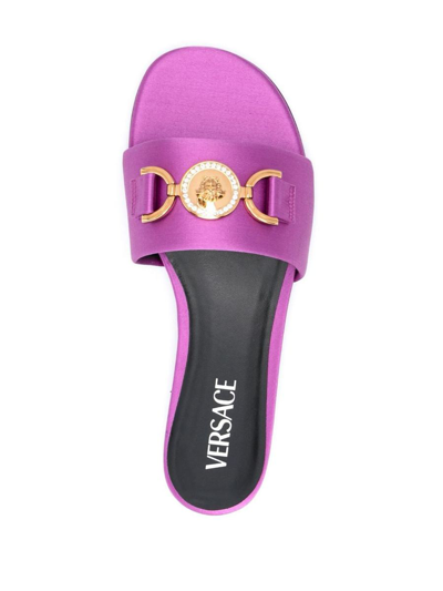 Shop Versace Slides In Purple