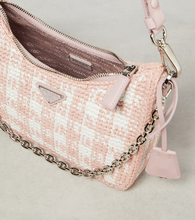 Prada Pink Re-edition 2005 Mini Crochet Shoulder Bag In White