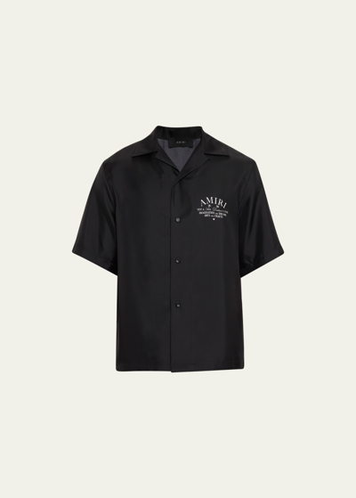 Shop Amiri Men's Arts District Silk Camp Shirt In Black