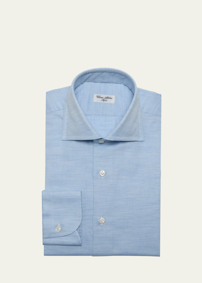 Shop Cesare Attolini Men's Cotton-cashmere Dress Shirt In 002-blue