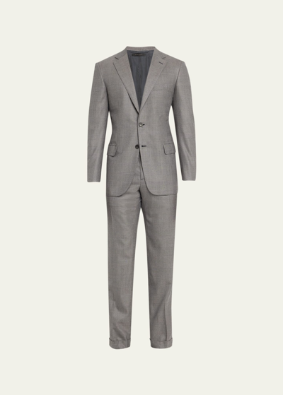 Shop Brioni Men's Brun Super 150s Wool Plaid Suit In Flannel