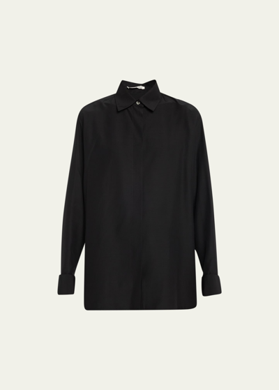 Shop The Row Sisella Wool-blend Button-front Shirt In Black