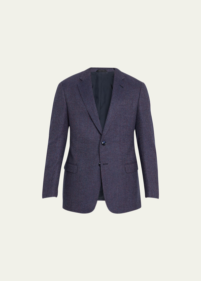 Shop Giorgio Armani Men's Textured Wool-cashmere Sport Coat In Multi