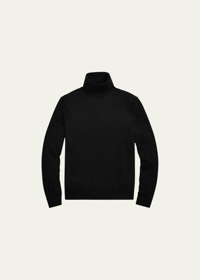 Shop Ralph Lauren Purple Label Men's Cashmere Turtleneck Sweater In Black