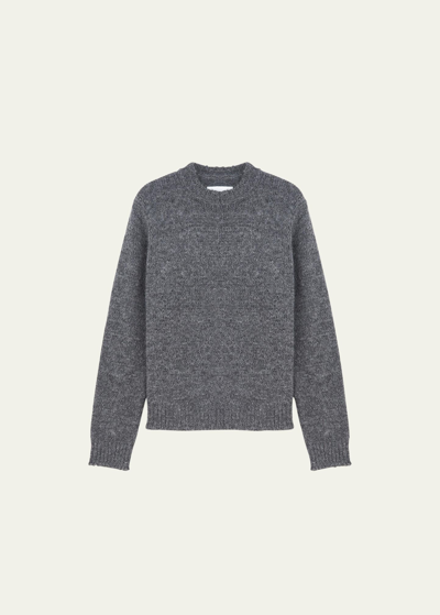 Shop Jil Sander Men's Heathered Wool-nylon Sweater In Pebble
