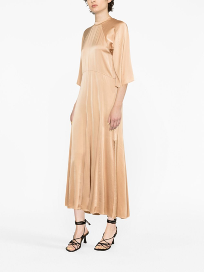 Shop Forte Forte Raglan-sleeved Silk Dress In Neutrals