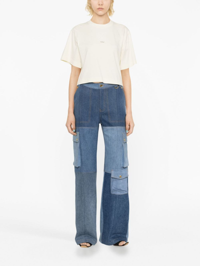 Off-white Arrows-motif Embellished Cropped T-shirt In Neutrals