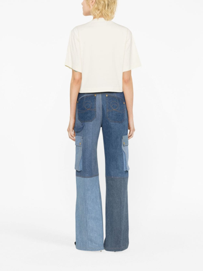 Off-white Arrows-motif Embellished Cropped T-shirt In Neutrals
